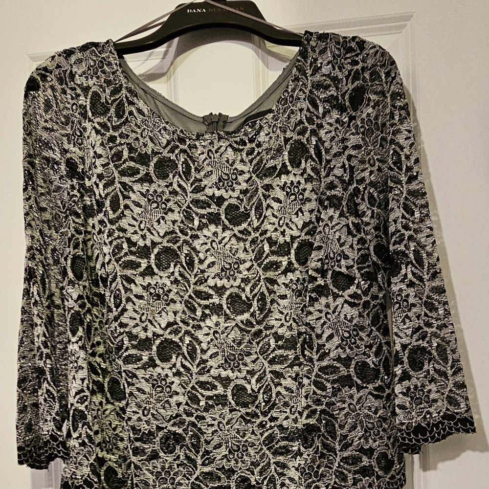 Dress Elegant Black and White Shimmer Lace Dress